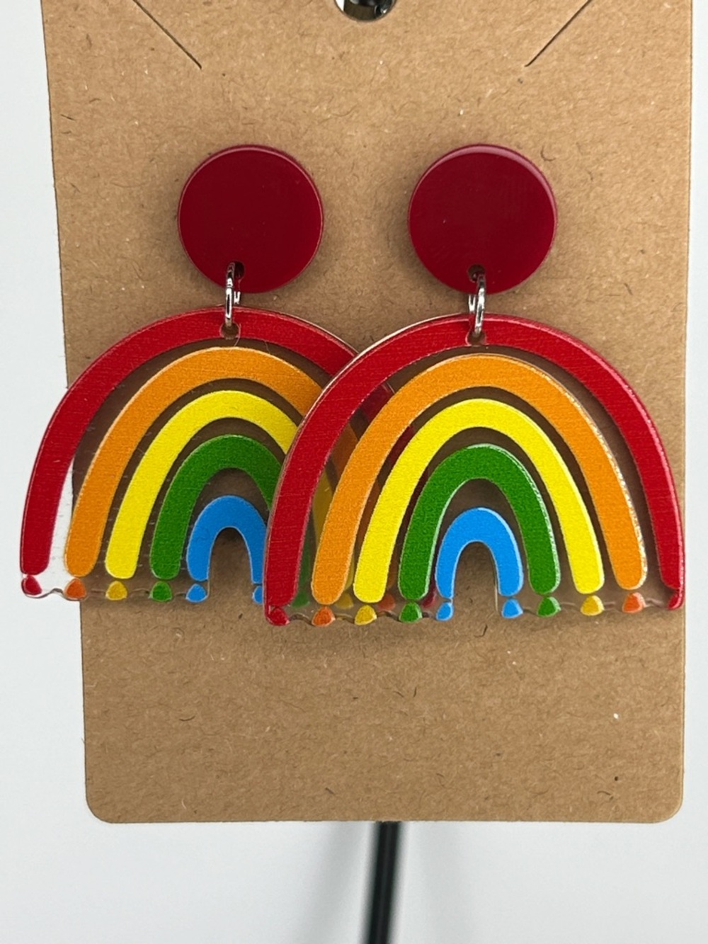 Colorful Rainbow Layered Stud Dangle Earrings - Multicolor Fashion Jewelry